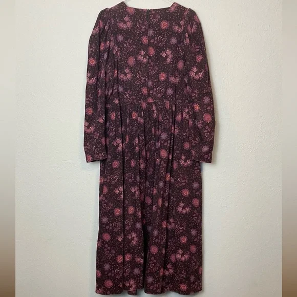 Vintage Laura Ashley Womens Size 10 Purple Floral Pinwale Cordurory Modest Dress - Picture 9 of 12